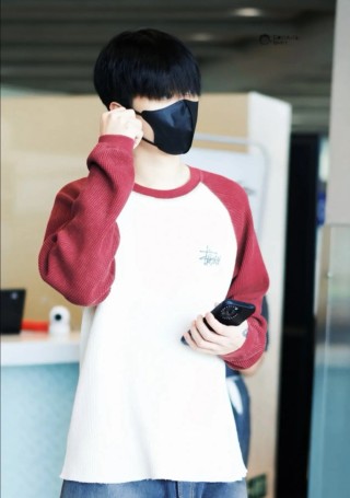 White Ribbed Long Sleeve T-Shirt with Burgundy Sleeves view 3