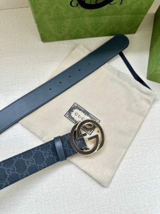 Gucci GG Supreme Canvas Belt – Black with Double G Buckle view 6
