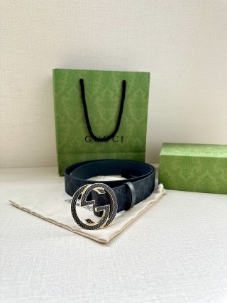 Gucci GG Supreme Canvas Belt – Black with Double G Buckle view 7