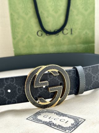 Gucci GG Supreme Canvas Belt – Black with Double G Buckle view 8