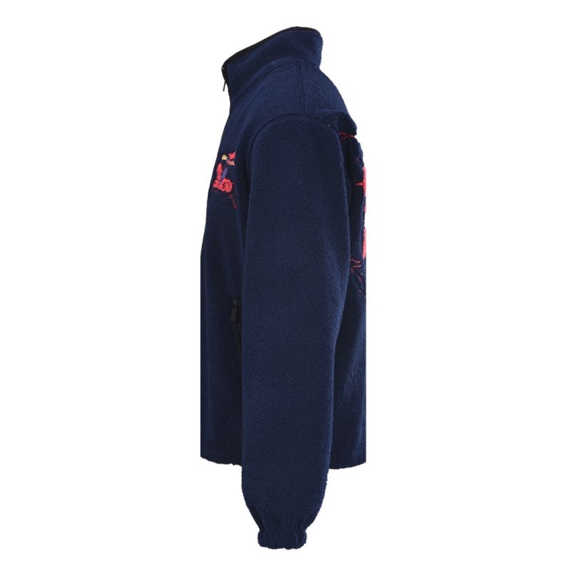 Navy Fleece Zip Jacket with Red Graphic Print view