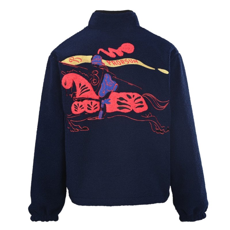 Navy Fleece Zip Jacket with Red Graphic Print view