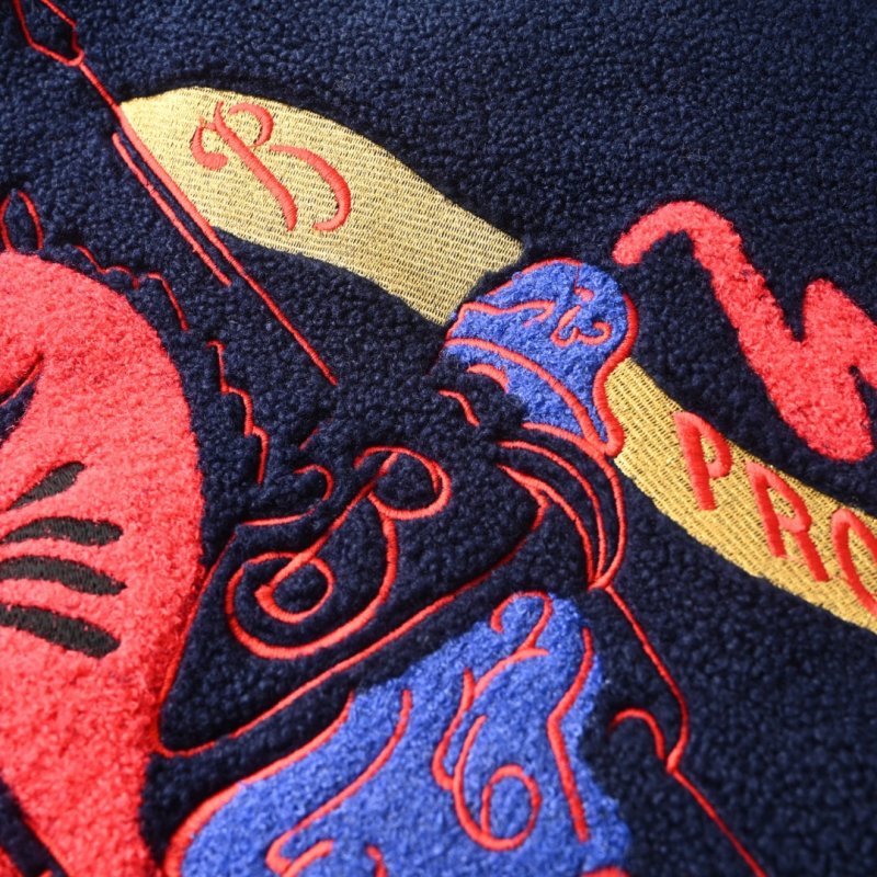 Navy Fleece Zip Jacket with Red Graphic Print view