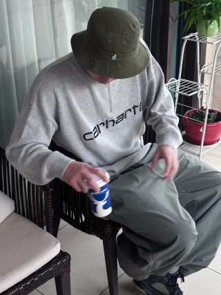 Carhartt Grey Logo Crewneck Knit Sweater view 4