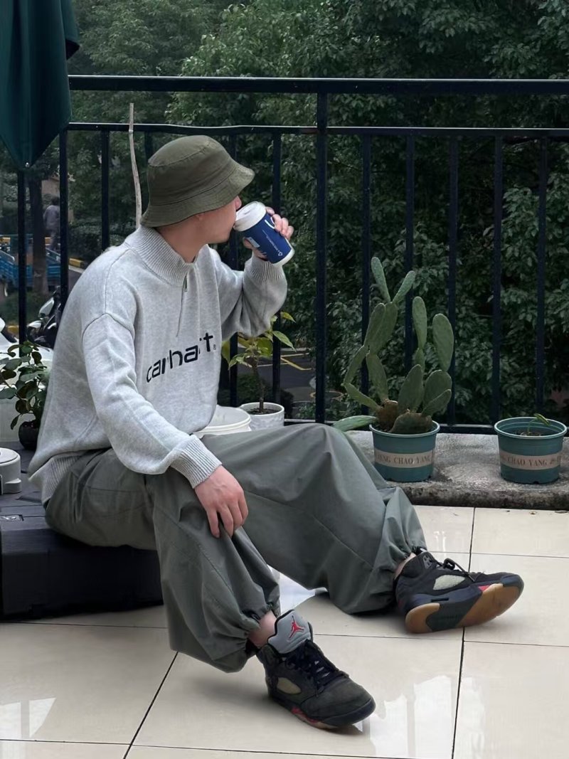 Carhartt Grey Logo Crewneck Knit Sweater view