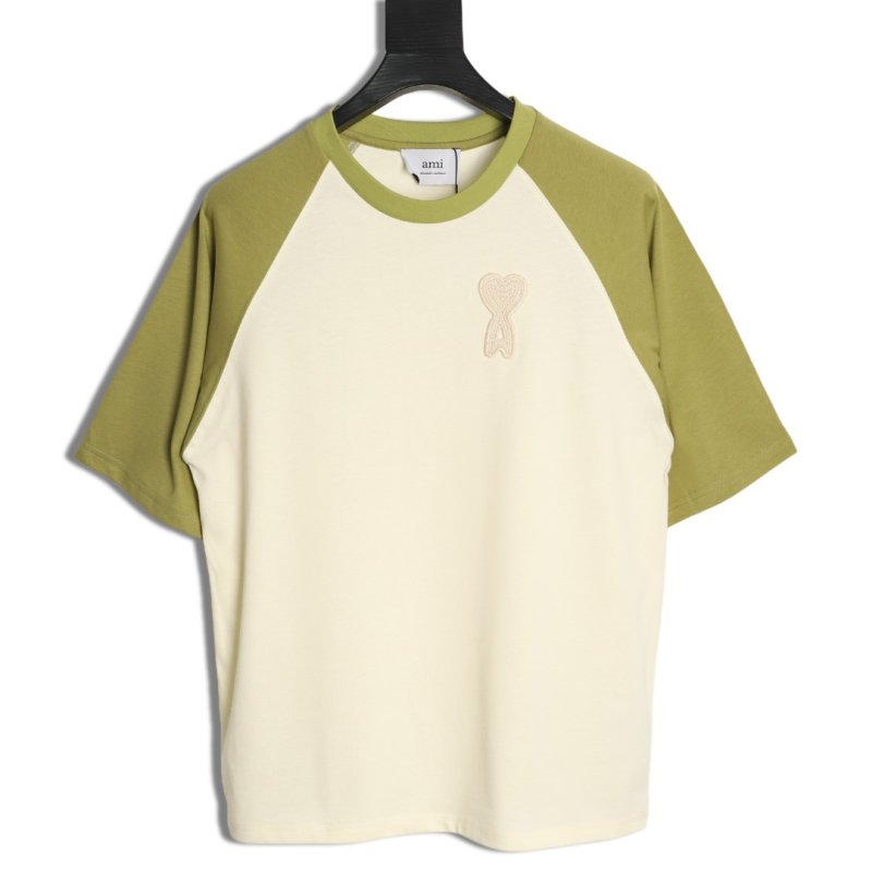 Lime Green & White Colour-Block Short Sleeve T-Shirt view