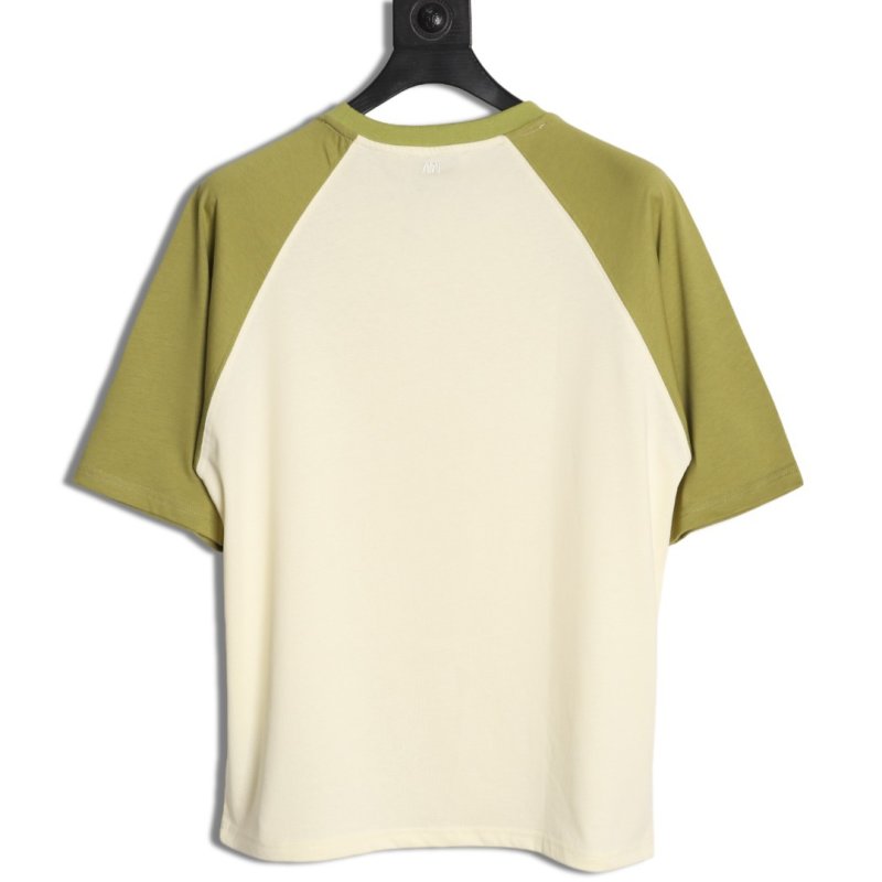 Lime Green & White Colour-Block Short Sleeve T-Shirt view