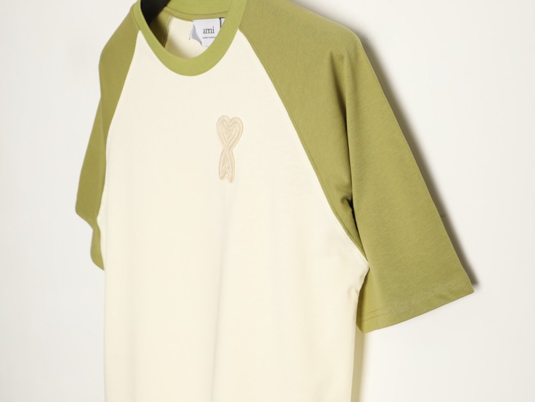 Lime Green & White Colour-Block Short Sleeve T-Shirt view