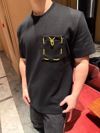 Black Short Sleeve T-Shirt with Gold Embroidered Pocket view 6