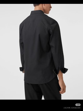 Burberry Black Button-Up Shirt with Check Cuff Detail view 2