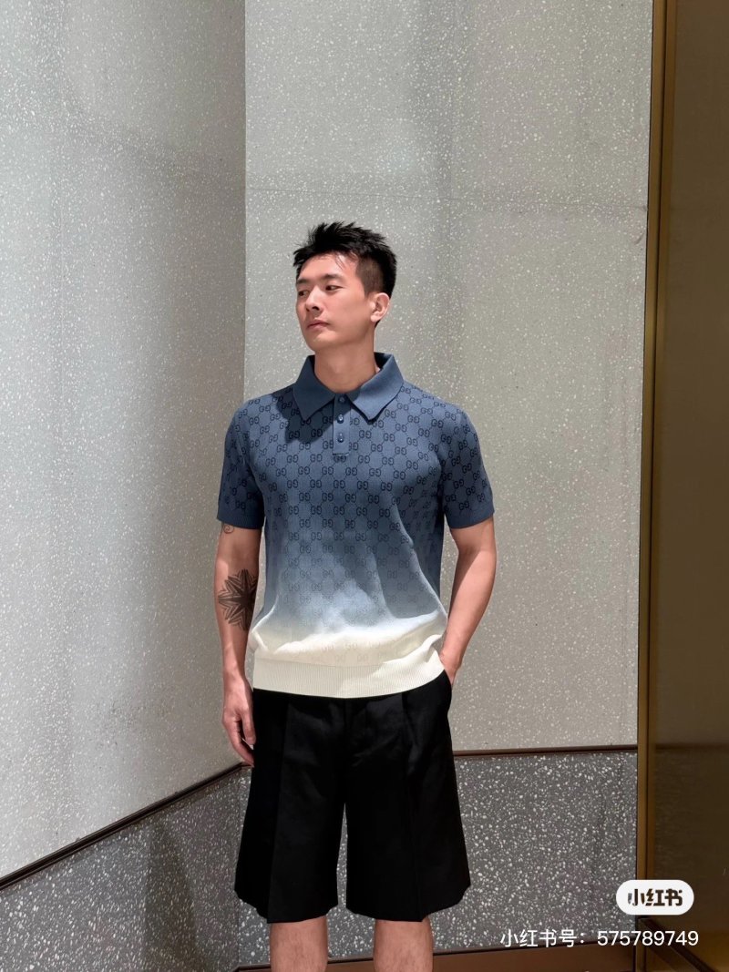 Gucci GG Monogram Polo T-Shirt Navy & Cream