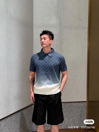 Gucci GG Monogram Polo T-Shirt Navy & Cream