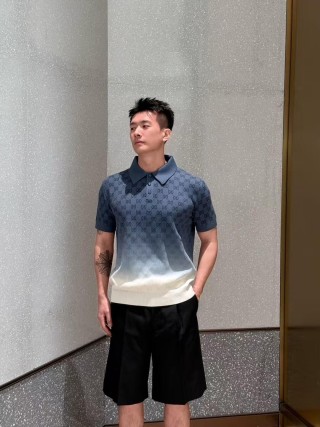 Gucci GG Monogram Polo T-Shirt Navy & Cream view 4