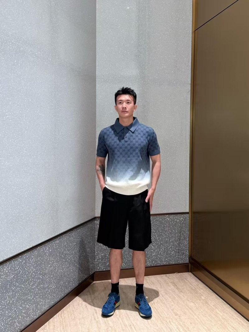 Gucci GG Monogram Polo T-Shirt Navy & Cream