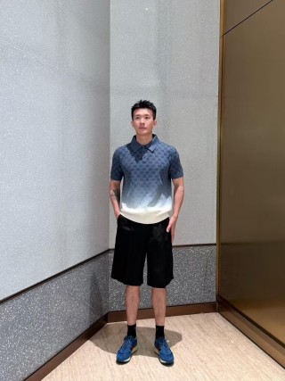 Gucci GG Monogram Polo T-Shirt Navy & Cream view 5