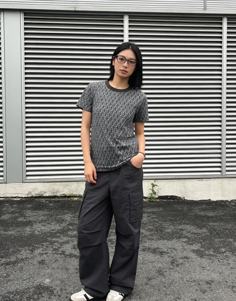 Charcoal Monogram Print Crewneck T-Shirt