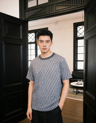 Charcoal Monogram Print Crewneck T-Shirt view 2