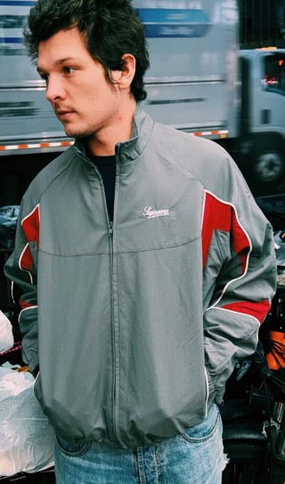 Supreme Grey & Red Colorblock Track Jacket