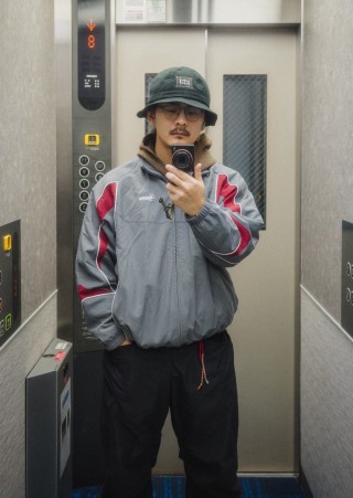 Supreme Grey & Red Colorblock Track Jacket view 2