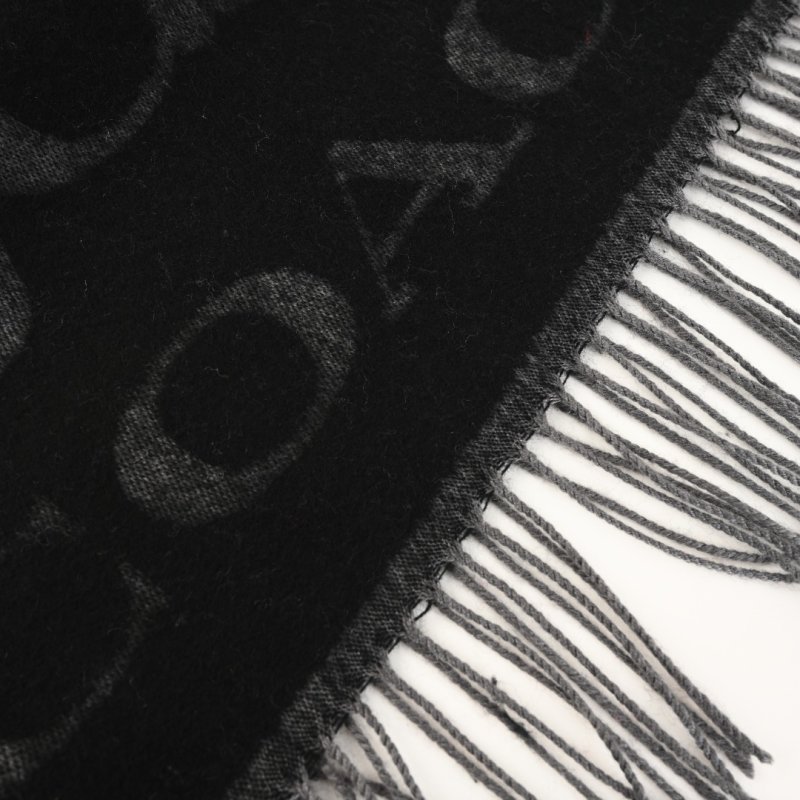 Coach Black Wool Cashmere Blend Scarf with Monogram Pattern view