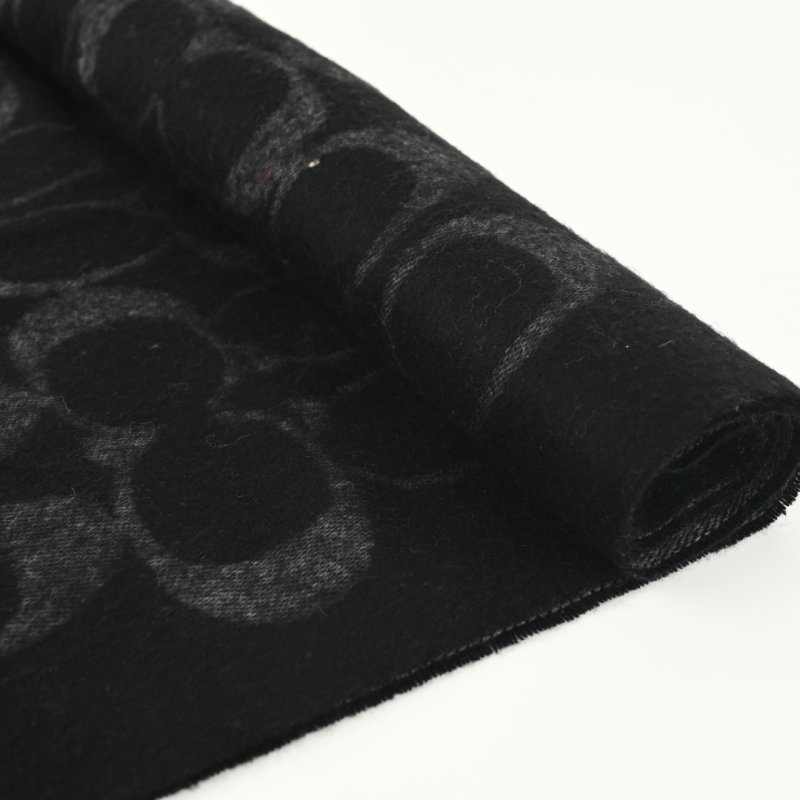 Coach Black Wool Cashmere Blend Scarf with Monogram Pattern view