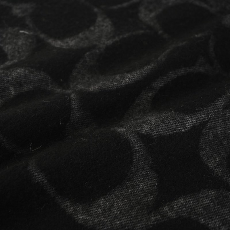 Coach Black Wool Cashmere Blend Scarf with Monogram Pattern view