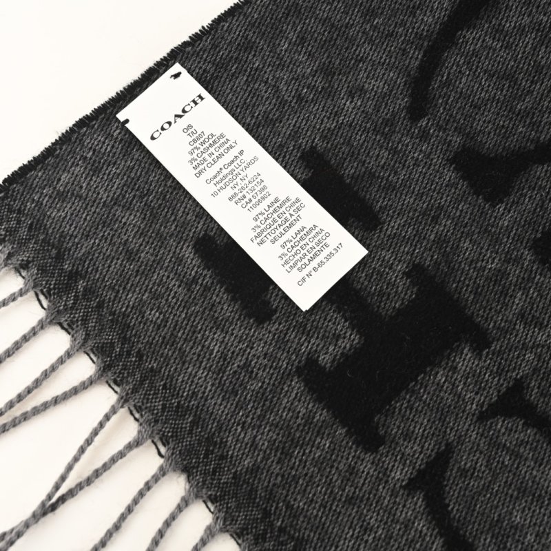 Coach Black Wool Cashmere Blend Scarf with Monogram Pattern view