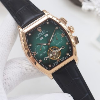 Rolex Perpetual Gold Tonneau Watch - Brown Leather view 2