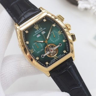 Rolex Perpetual Gold Tonneau Watch - Brown Leather view 3