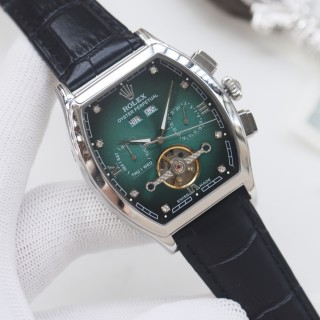 Rolex Perpetual Gold Tonneau Watch - Brown Leather view 5