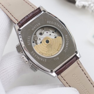 Rolex Perpetual Gold Tonneau Watch - Brown Leather view 8