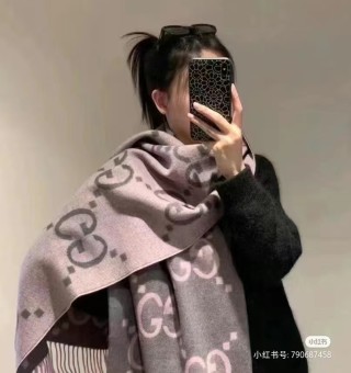 Gucci GG Double-Face Jacquard Long Scarf - Grey view 4