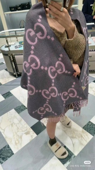 Gucci GG Double-Face Jacquard Long Scarf - Grey view 6