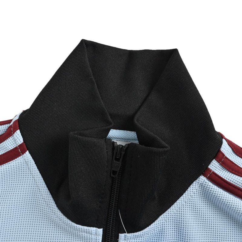 Adidas Classic Track Jacket Light Blue with Burgundy Stripes view