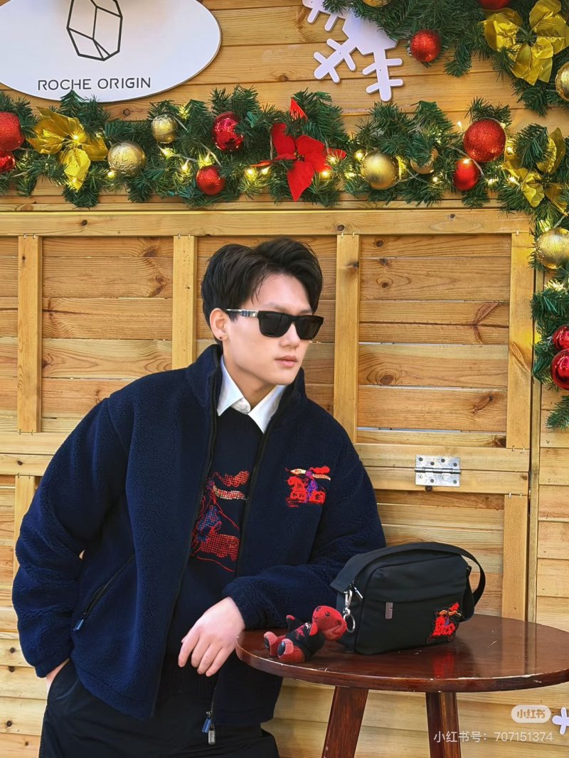 Navy Fleece Zip Jacket with Red Graphic Print view