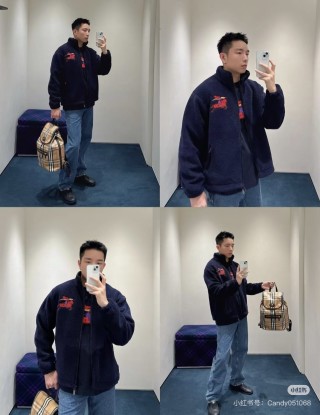 Navy Fleece Zip Jacket with Red Graphic Print view 8