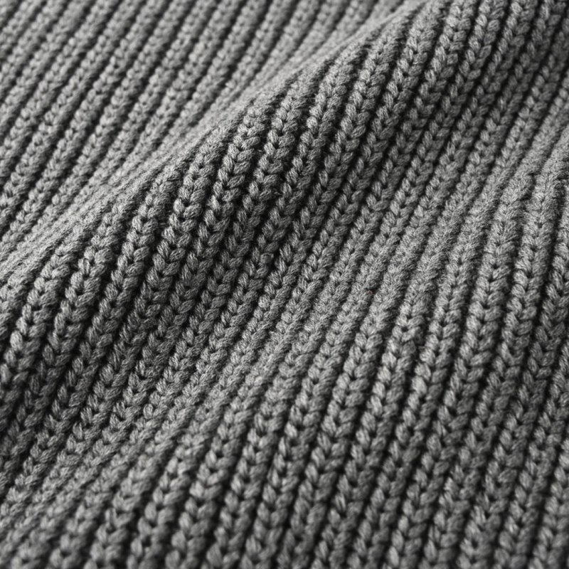 Grey Ribbed Knit Sweater with Sleeve Straps view