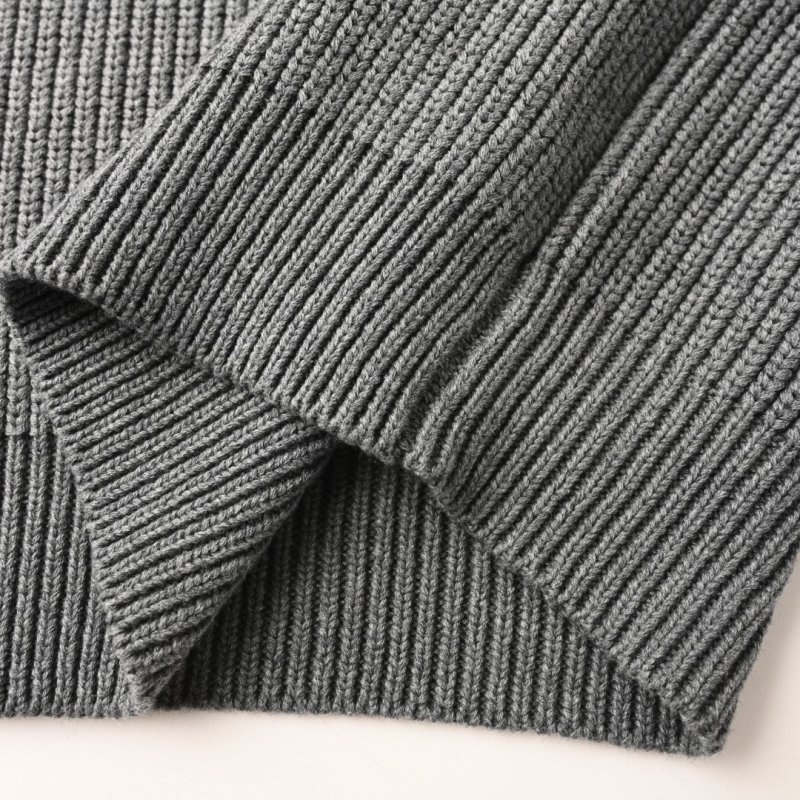 Grey Ribbed Knit Sweater with Sleeve Straps view