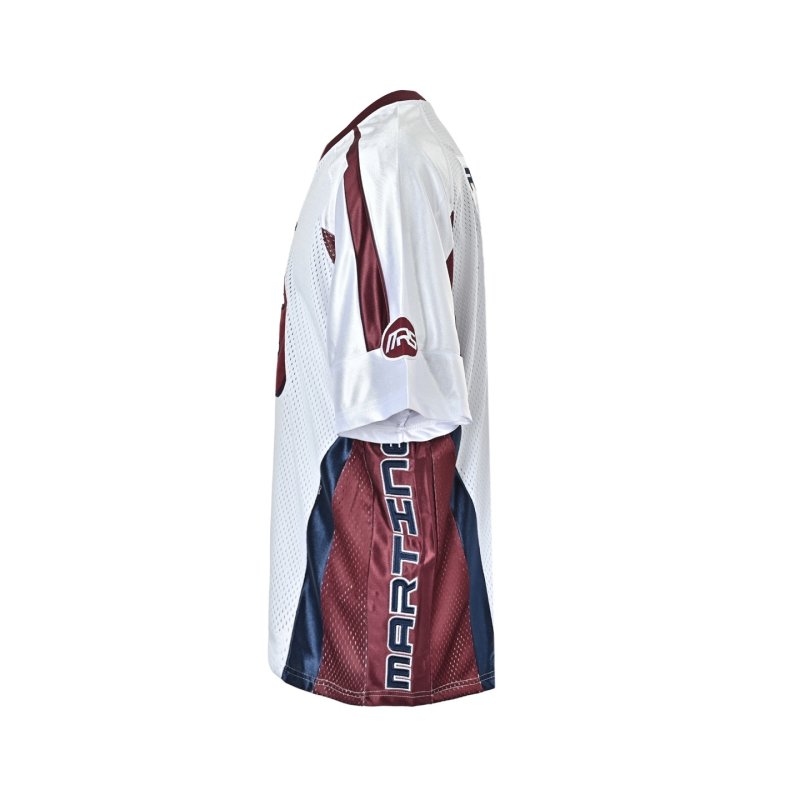 Oversized Mesh Sports T-Shirt White Red Number 8 view