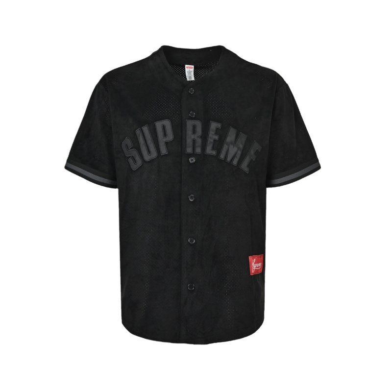 Black Button-Up Short Sleeve Tee with Embroidered Chest Logo view