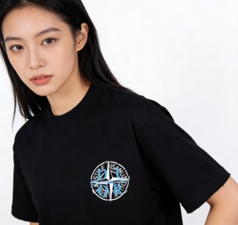 Stone Island Black Compass Logo T-Shirt