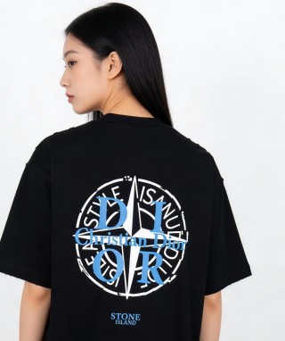 Stone Island Black Compass Logo T-Shirt view 3