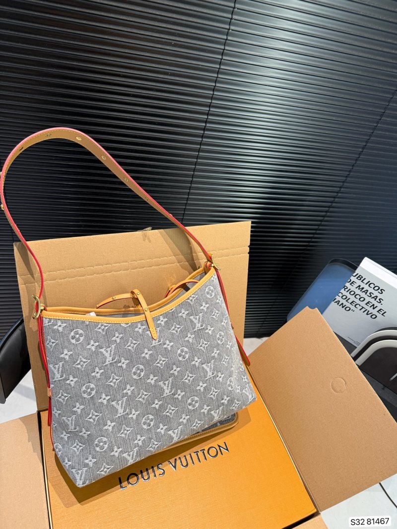 Louis Vuitton Monogram Carryall Denim Shoulder Bag - Gray view