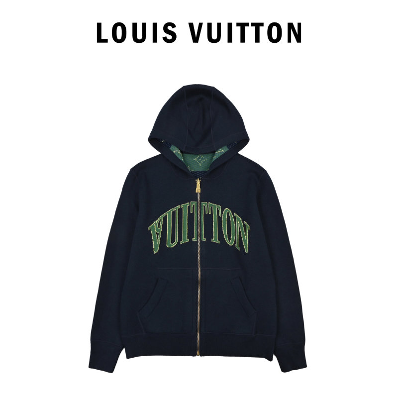 Navy Zip-Up Graphic Hoodie Jacket view
