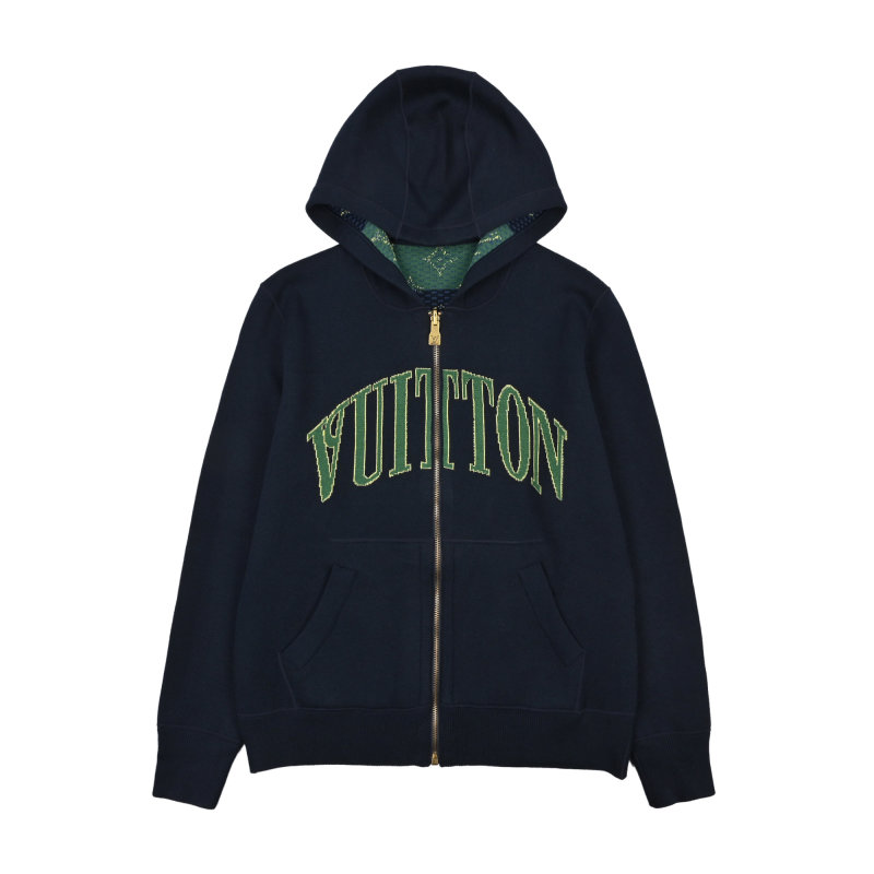 Navy Zip-Up Graphic Hoodie Jacket view