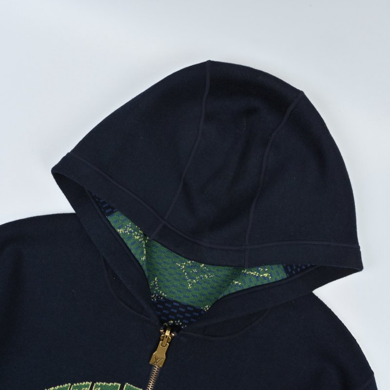 Navy Zip-Up Graphic Hoodie Jacket view