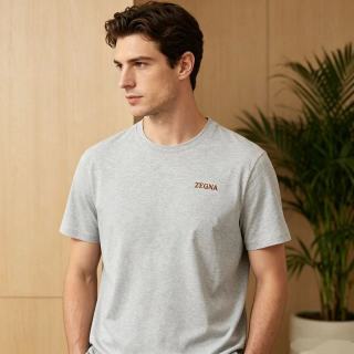 Zegna Logo T-Shirt Light Grey view 2