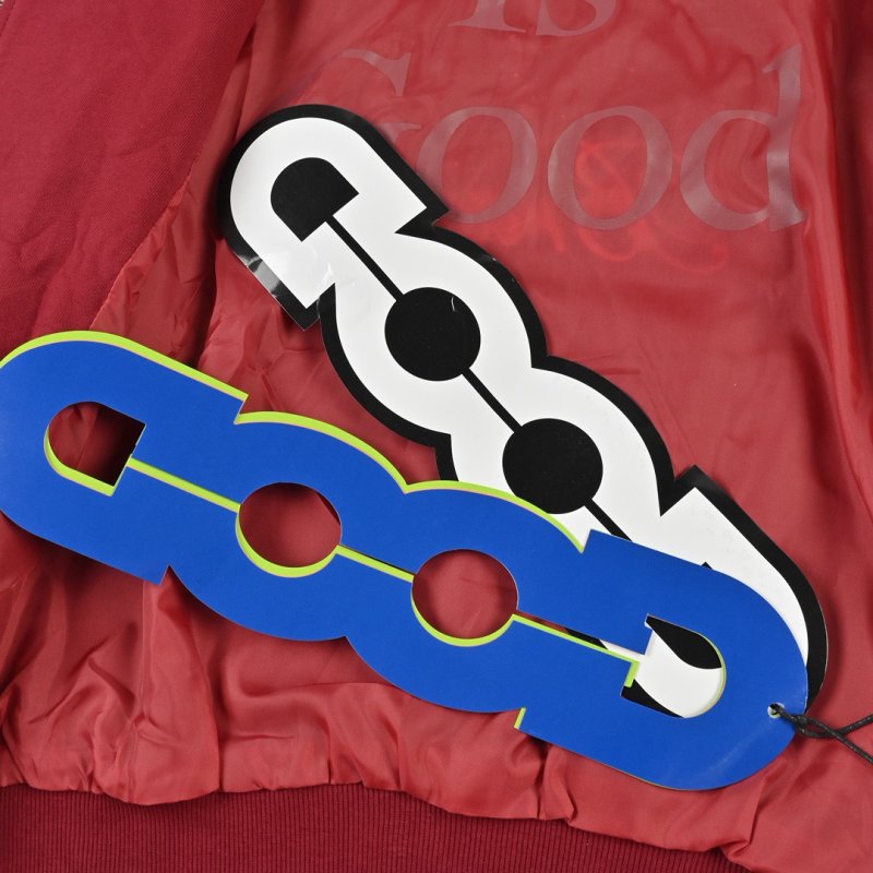 Red Zip-Up Hoodie Jacket with Embroidered Logo view