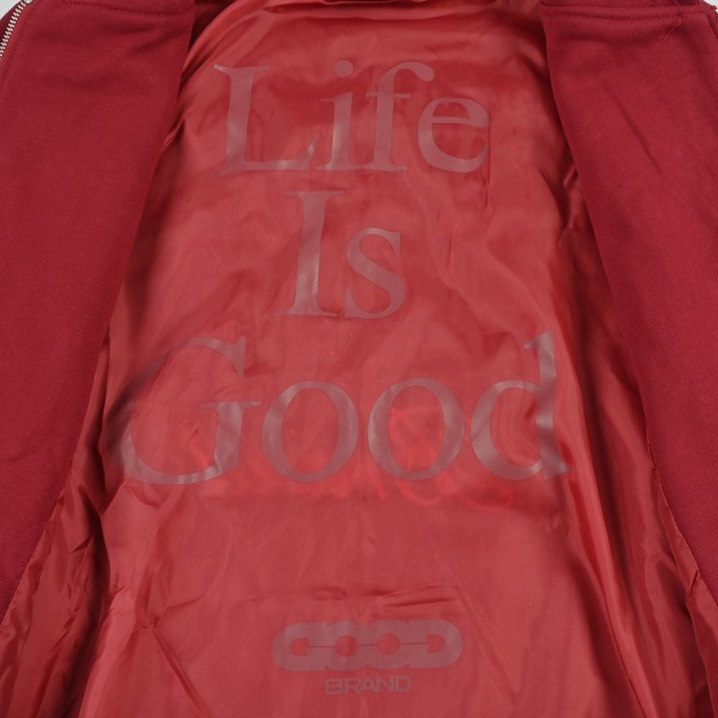Red Zip-Up Hoodie Jacket with Embroidered Logo view