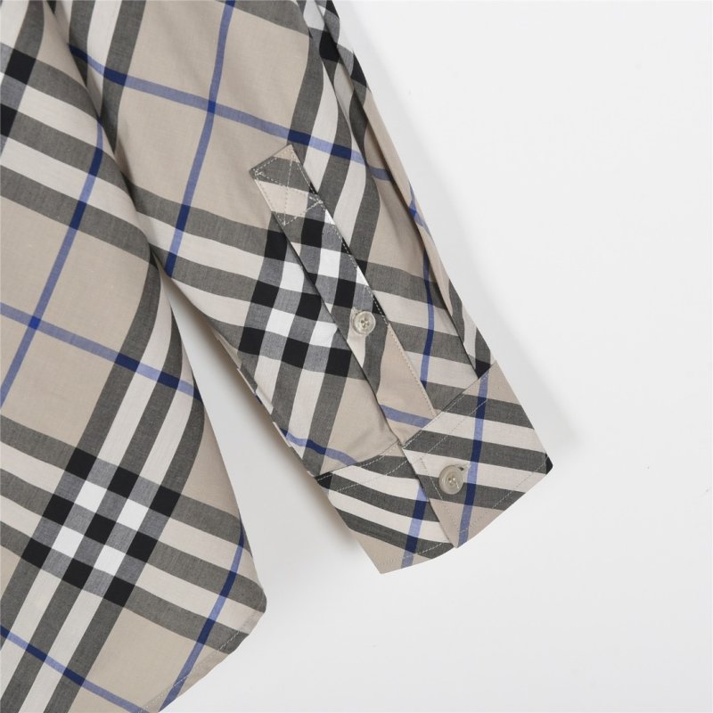 Burberry Check Plaid Long-Sleeve Shirt Cream/Black view